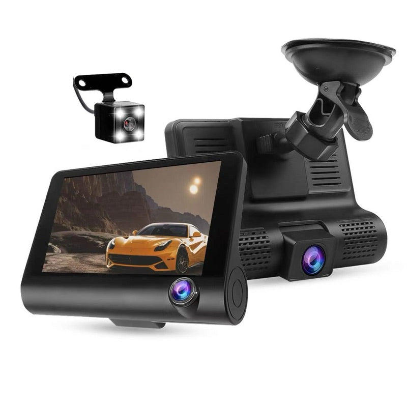 Cámara DVR para Auto HD 1080P con 3 Lentes y Cámara Trasera 170°